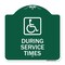 Signmission During Service Times W/ Graphic, Green & White Aluminum Architectural Sign, 18" x 18", GW-1818-24119 A-DES-GW-1818-24119 - alternate 1